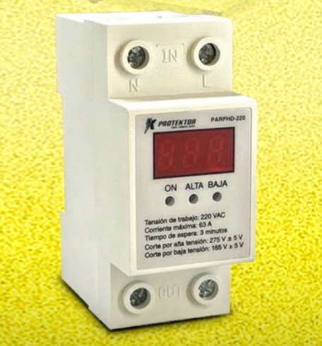 Protector de Voltaje Protektor Inverter Supr. Picos 220V/63A/50-60 Hz/3 min hasta 60.000 Btu