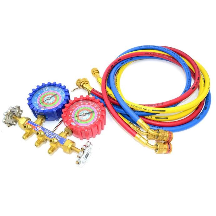 Herramienta Juego Manometro R410/R22/R404/R134 Acople de Seguridad UNIWELD QS8N5SMEZ